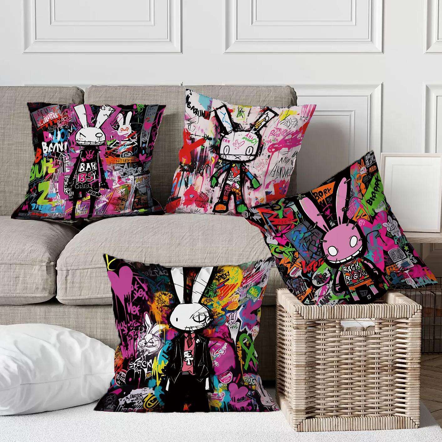 Graffiti Rabbit Pillow Cover 1PC