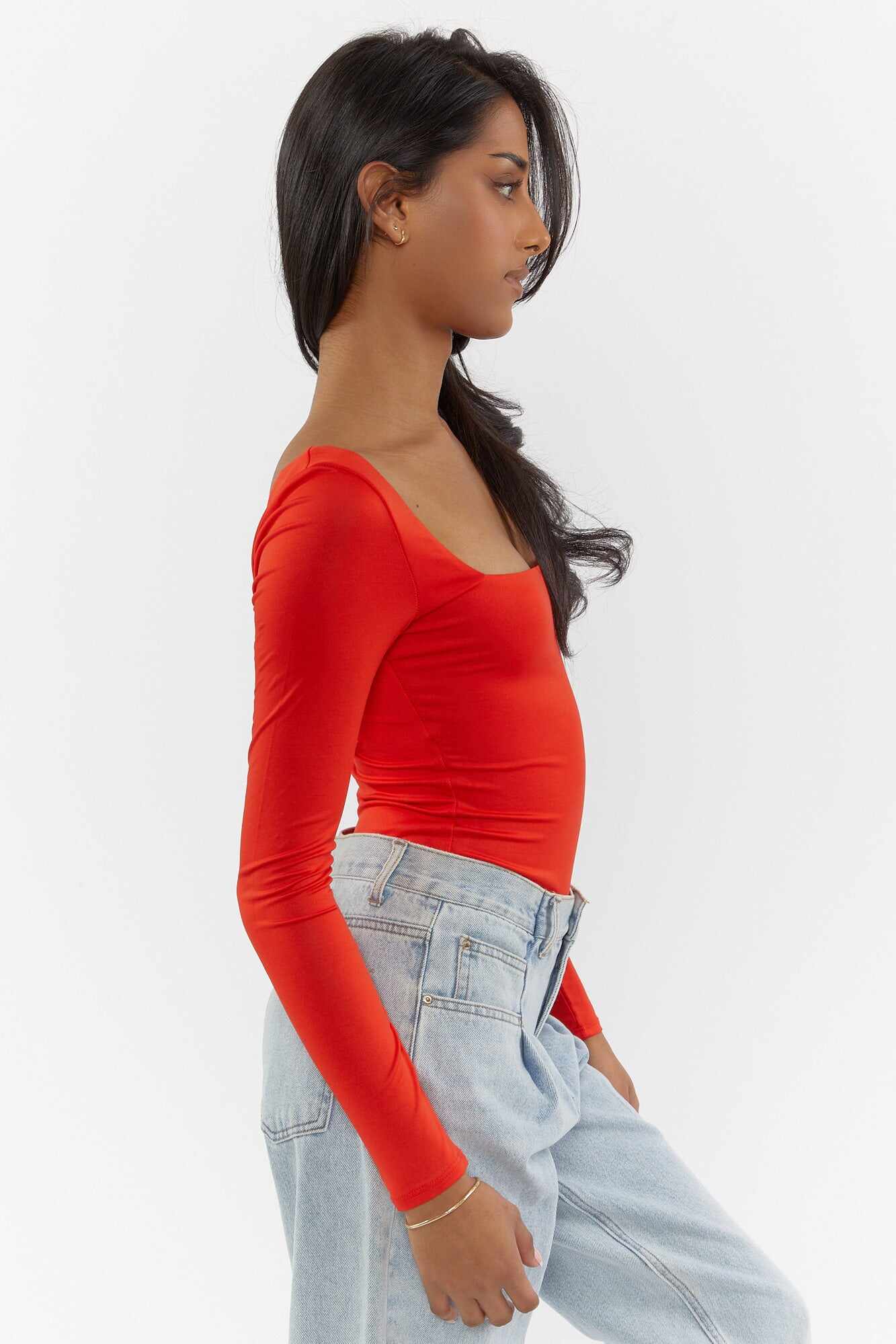 Women Apparel | Square-Neck Bodysuit Red Forever21 - DC33766