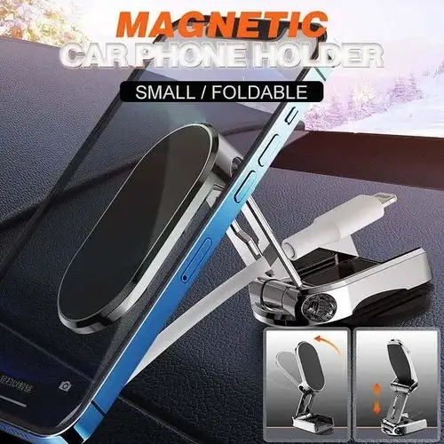 (🔥Summer Hot Sale - 48%) 360° Rotating Folding Magnetic Car Phone Holder - 👍Buy 2 Save $10