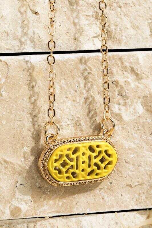 Oval Filigree Necklace in Canary