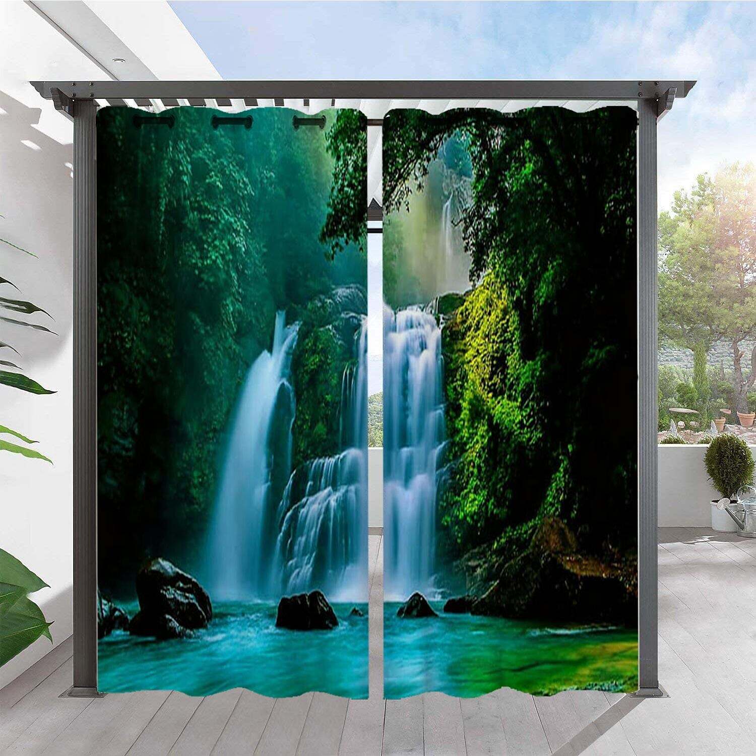 2 Panels Outdoor Curtain Privacy Waterproof