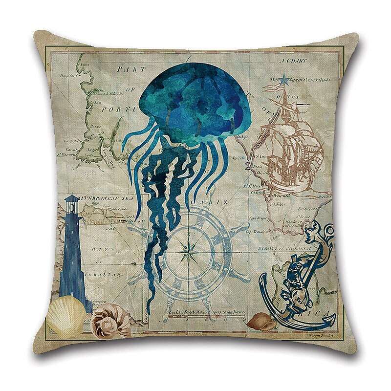 1pc Throw Pillow Cover Ocean Tutle Animal Zipper Traditional Classic Outdoor Cushion for Sofa Couch Bed Chair