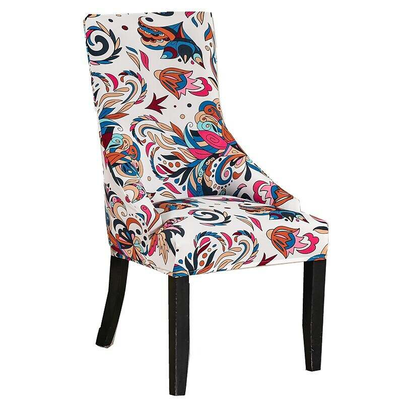 Stretch Wingback Chair Cover Boho/Flower Pattern