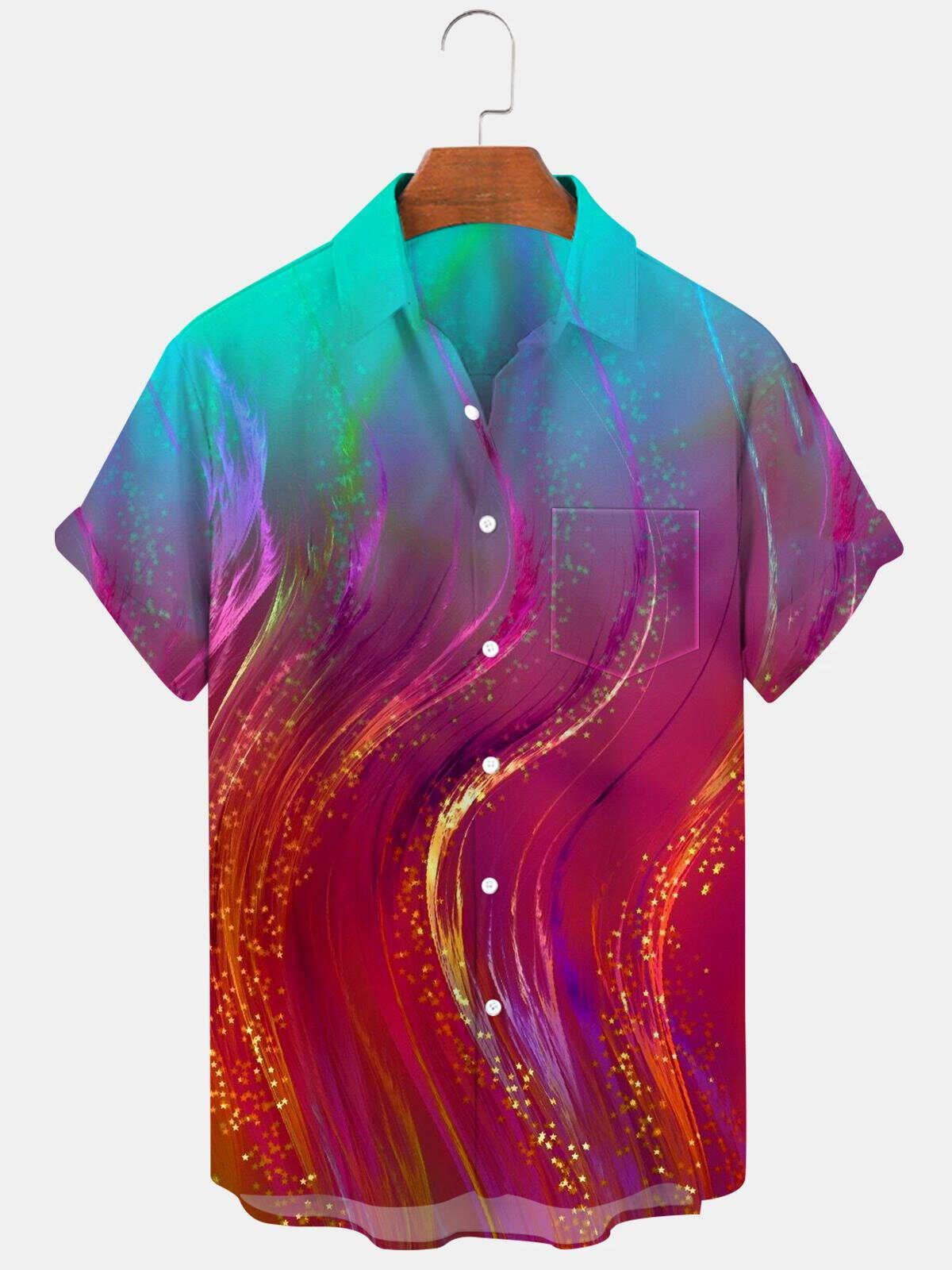 Abstract Men's Shirts With Pocket