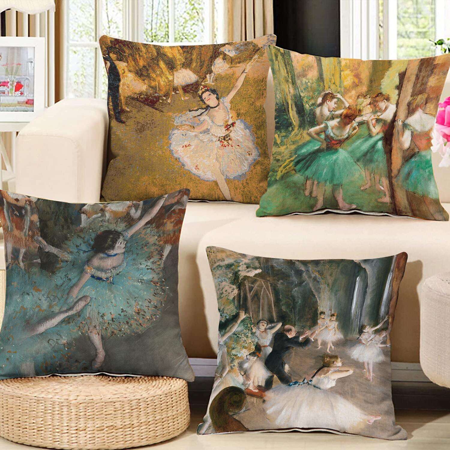 Edgar Degas Painting Double Side Pillow Cover 4PC Ballerina Soft