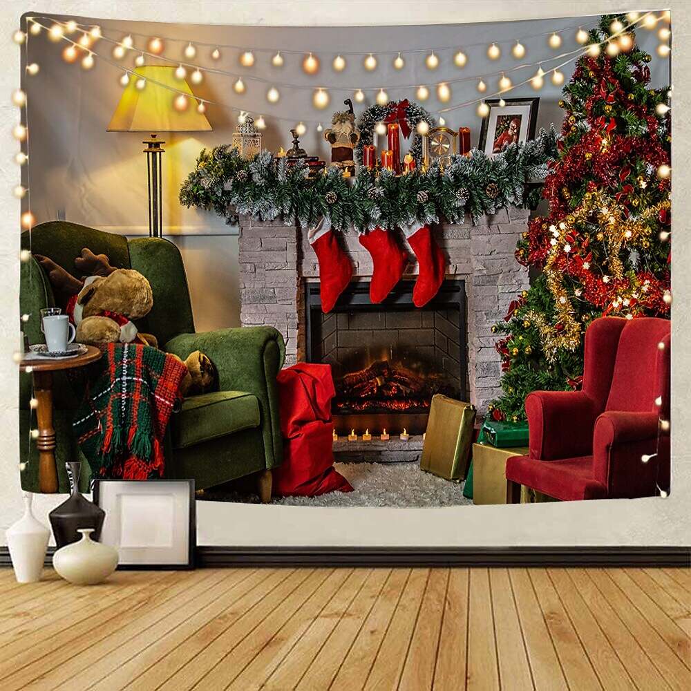 Christmas Santa Claus Holiday Party Wall Tapestry Art Decor