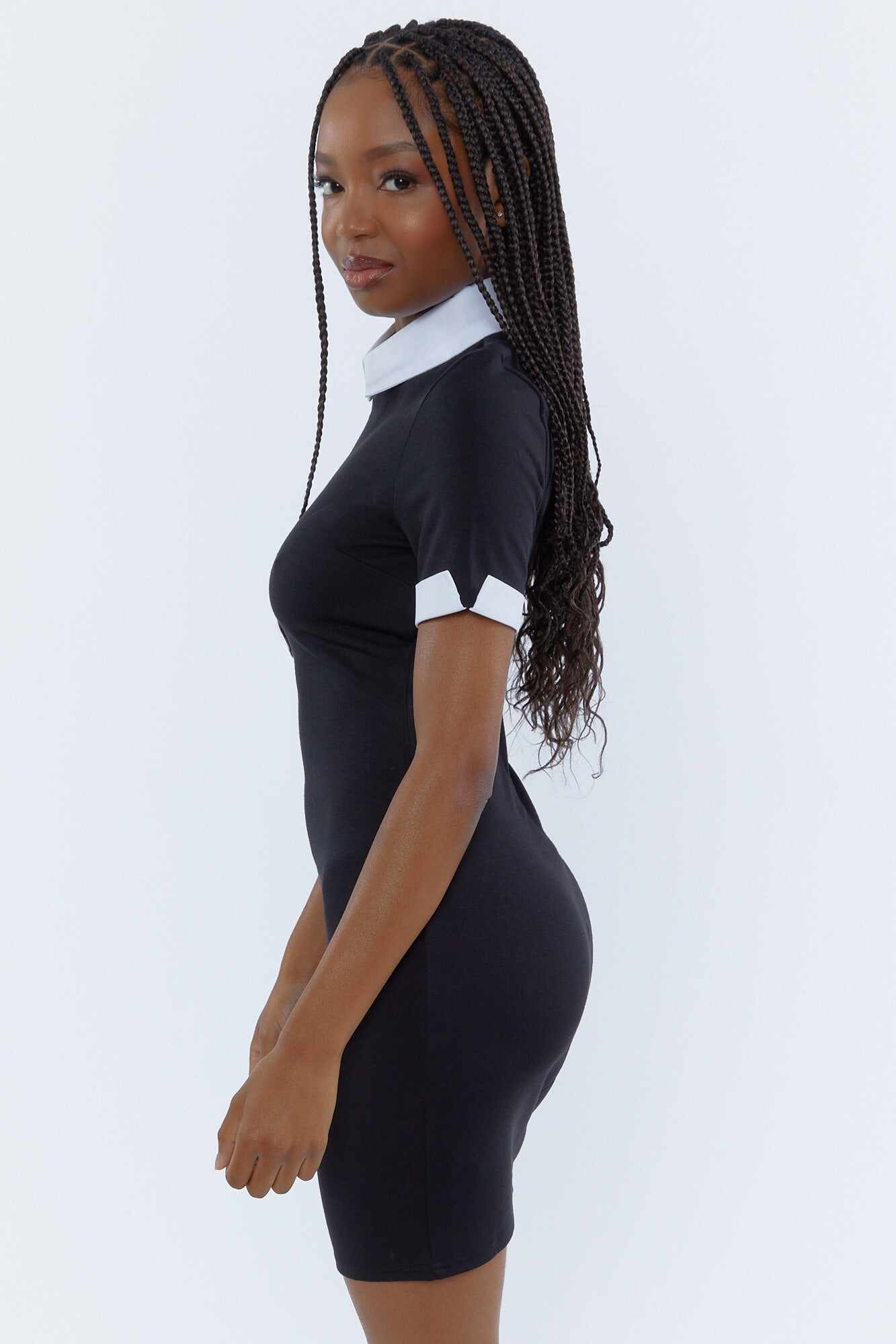 Women Apparel | Ponte Collared Mini Dress Black Forever21 - QG55214