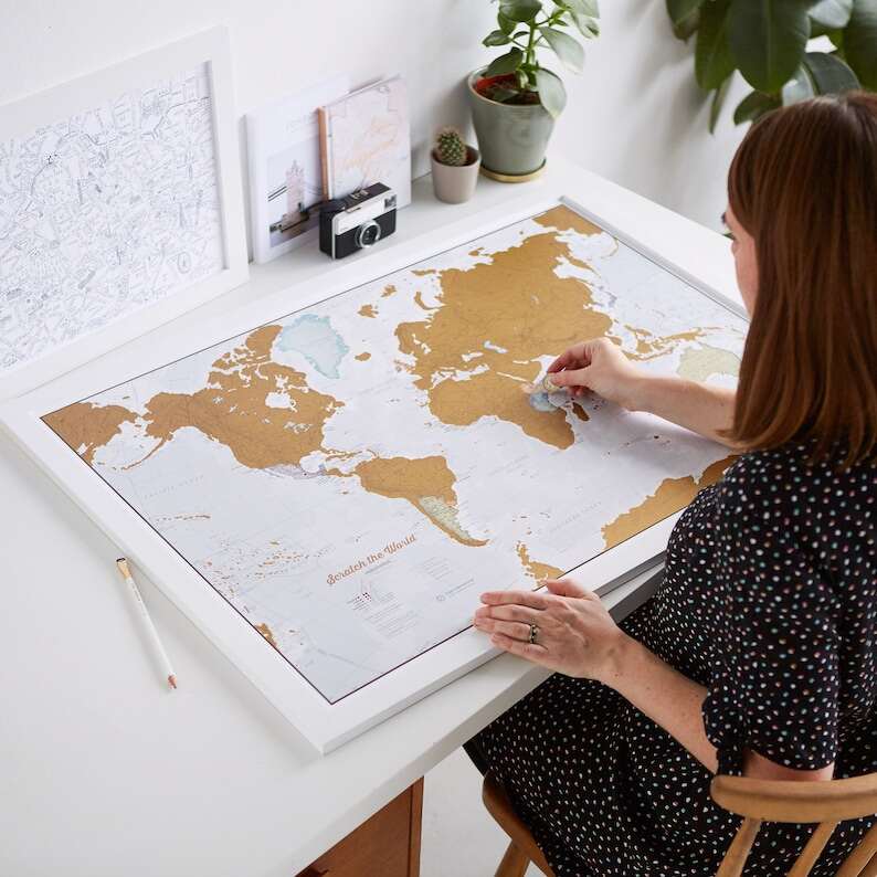 Scratch off Map Poster - Most Detailed World Map, gift for him, gift for her, travel gift, gift, wall hanging, travel map