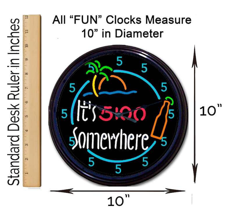 Tropical Clock - 5 O’clock Somewhere, Tiki Bar Clock, Happy Hour Sign, Retirement Gift, Cocktail Bar Decor, She Shed Sign, Margaritaville