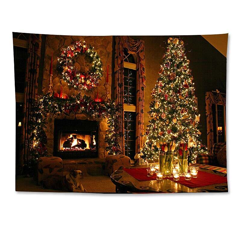 Christmas Tree Holiday Party Wall Tapestry Art Decor Bedroom Living Room Decoration