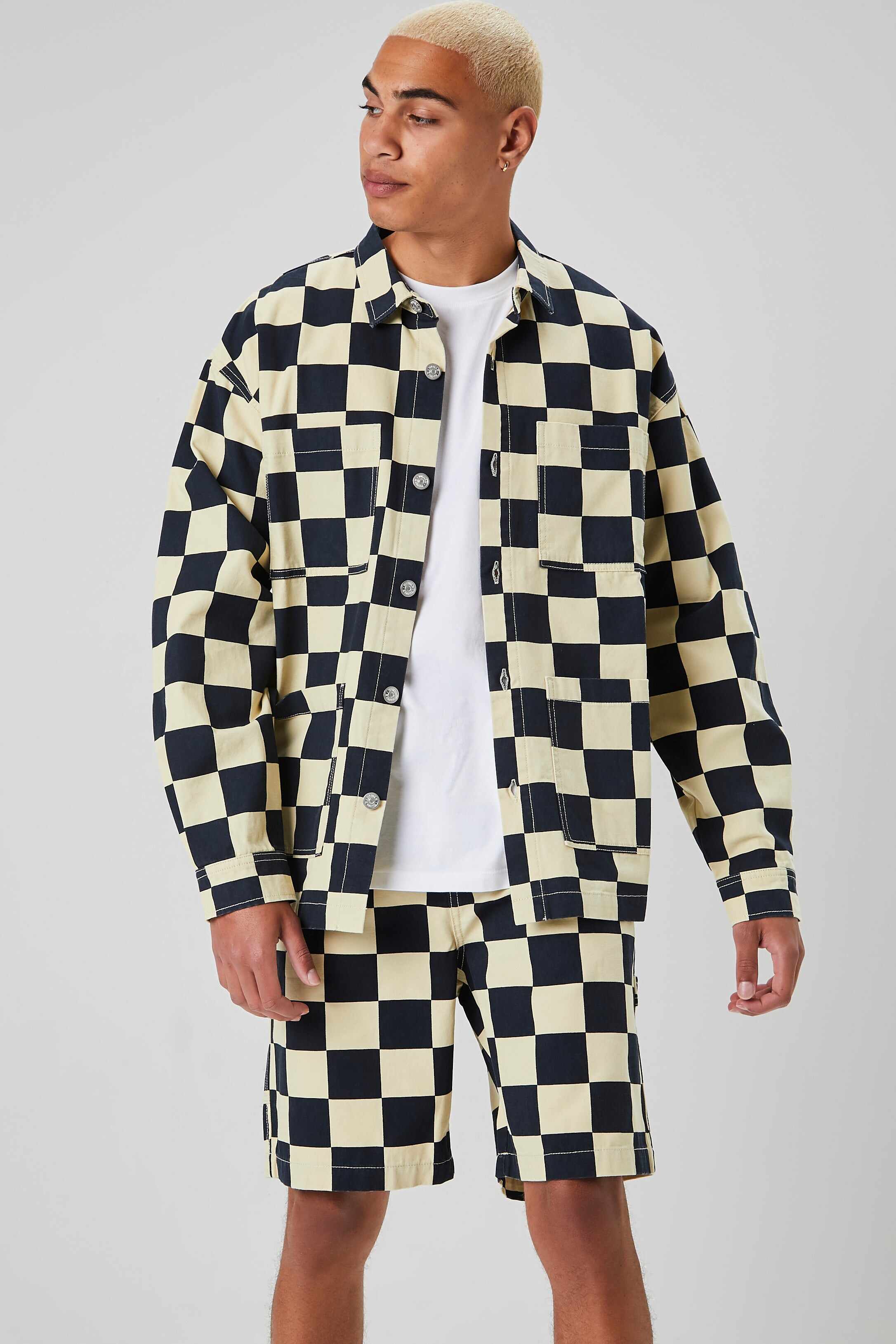 Men Apparel | Checkered Button-Front Jacket Black Forever21 - IR34764