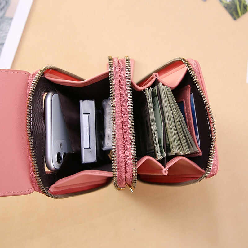 Soft Leather Wallets Touch Screen Cell Phone