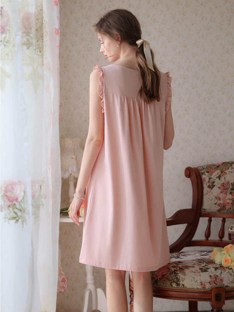 Loose Party V Neck Cotton Nightdress