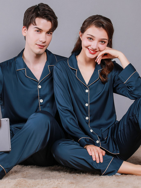 Regular Sleeve Others Simple Regular Fit Plain Matching Couple Pajama Set