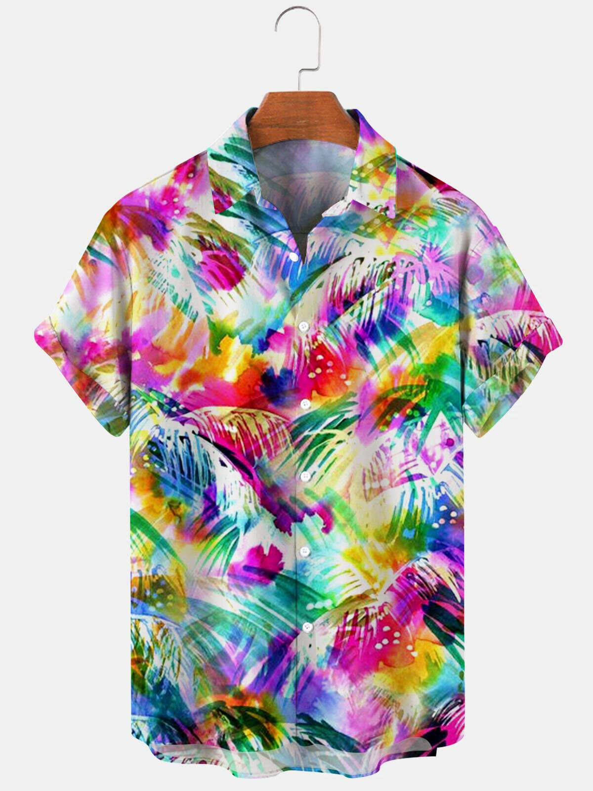 Hawaiian Colorful Coconut Tree Men's Shirts