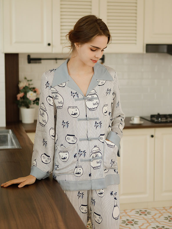 Animal Regular Fit Others Regular Long Sleeve Vintage Pajama Set