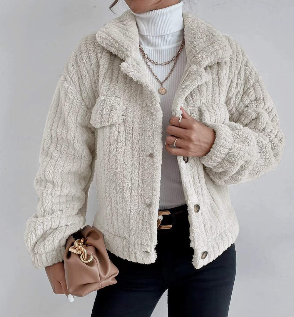 Thick plush lapel warm jacket