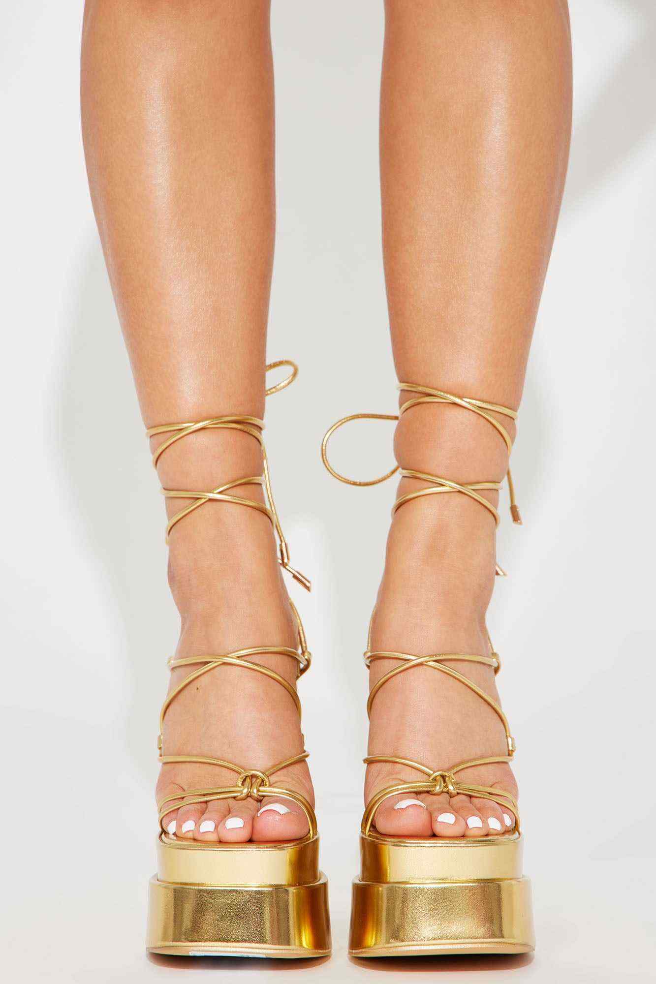 So Obsessed Platform Heels   Gold