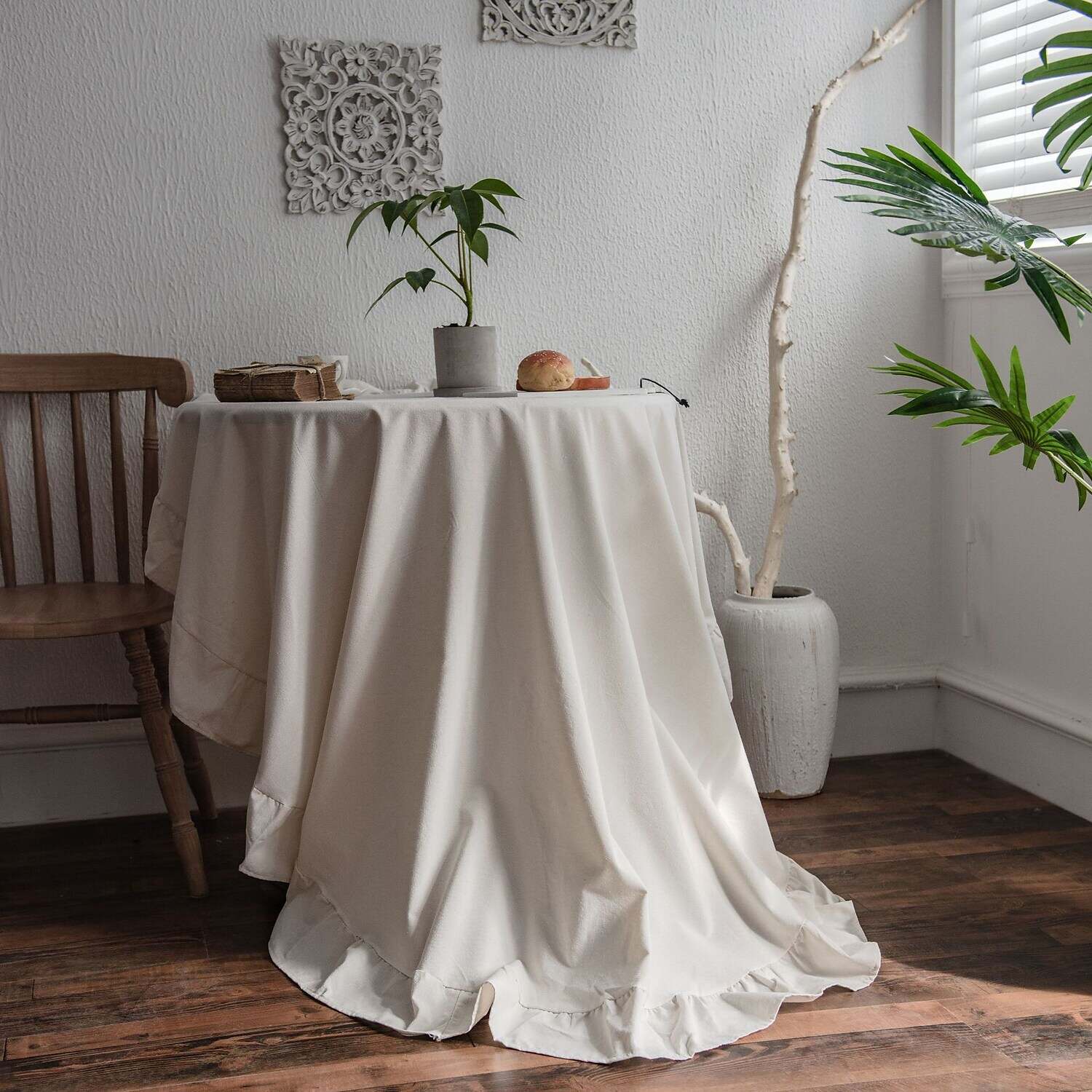 Farmhouse Style Pastoral Tablecloth Cotton Linen Fabric Table Cloth