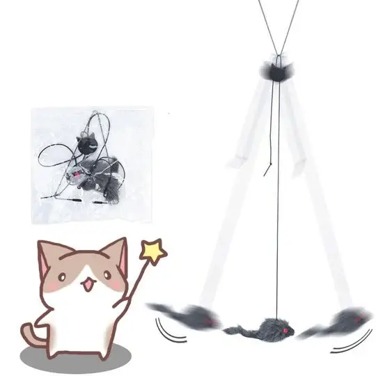 (🔥Last Day Promotion 49% OFF) Funny Pet Toy - Hanging Door Type Black Mouse (BUY 2 GET 1 FREE)