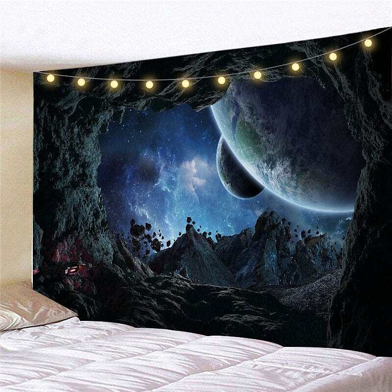 Landscape LED Lights Wall Tapestry Art Decor Galaxy Universe Print