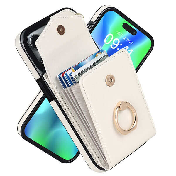 New Fashion Leather Wallet Case with Ring & Lanyard For iPhone 15 14 13 12 11 Pro Max
