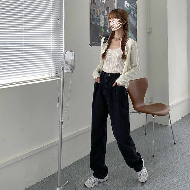 Wide Leg Denim Mopping Pants