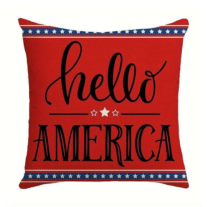 Independence Day Double Side Pillow Cover 4PC Soft Decorative Square Cushion Case Pillowcase for Bedroom Livingroom Sofa Couch Chair