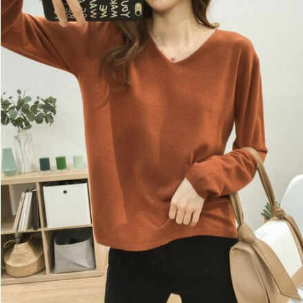 Solid Color Long-sleeved Sweater