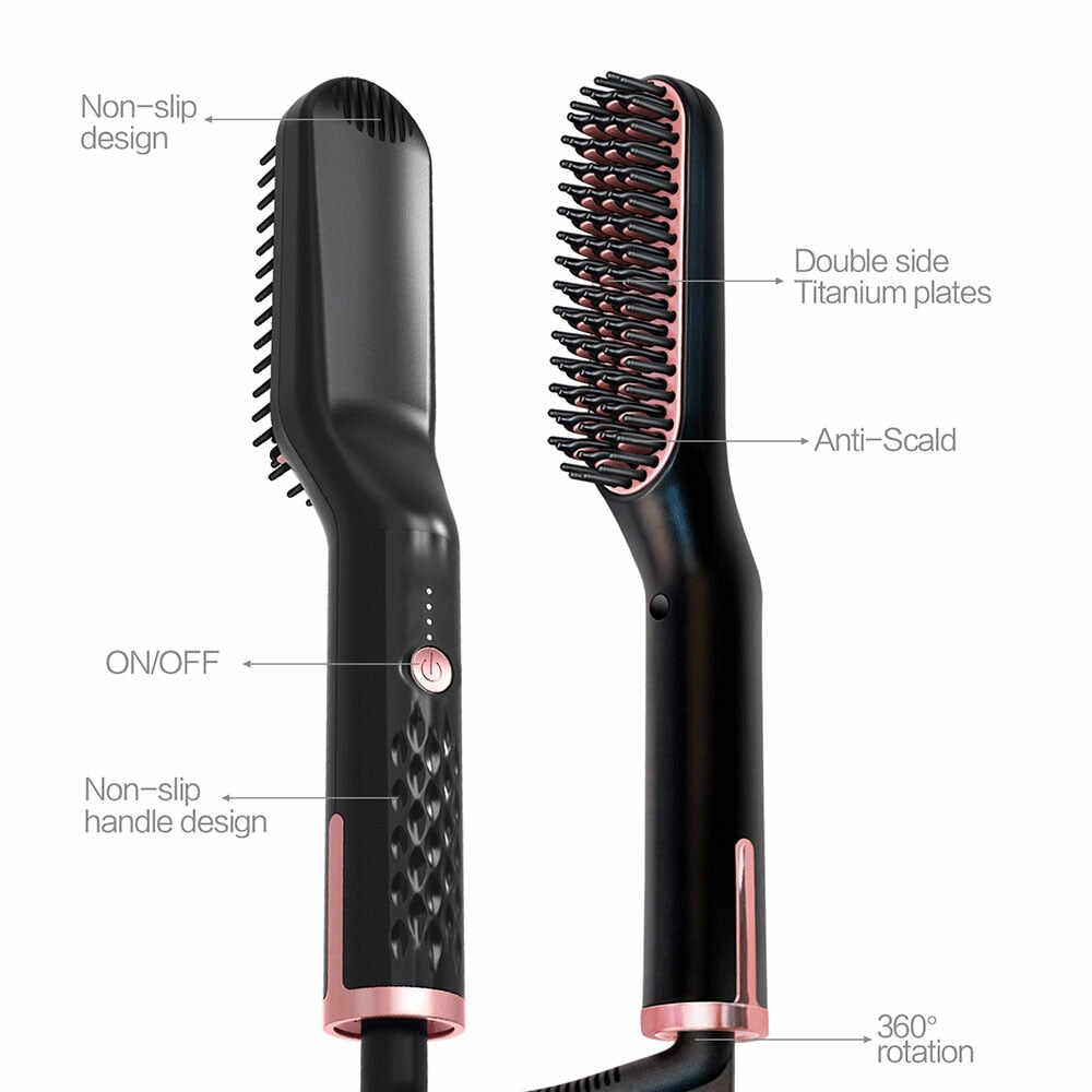 BEARD AND HAIR STRAIGHTENER BRUSH