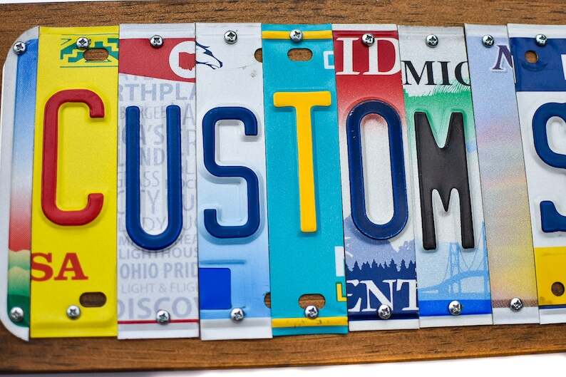 Custom License Plate Signs, Personalized gift from license plates, Custom Gifts, Unique Gift for husband, Retro Home Decor, Last Name Sign.