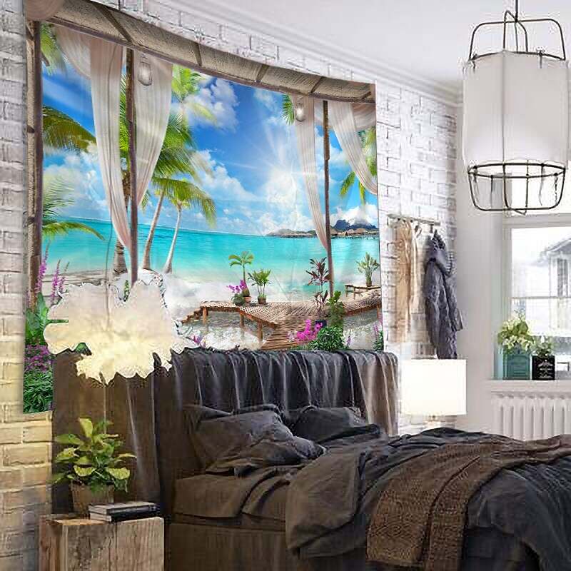 Window Landscape Wall Tapestry Art Decor