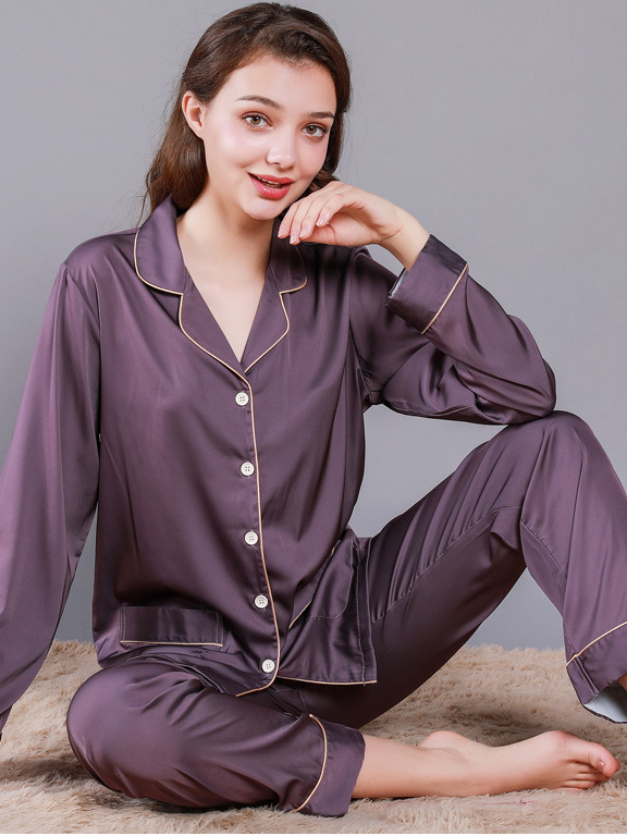 Regular Sleeve Others Simple Regular Fit Plain Matching Couple Pajama Set