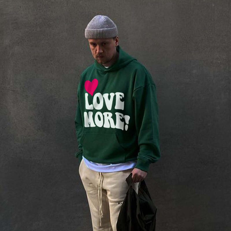 Love More Hate Less Print Hoodie