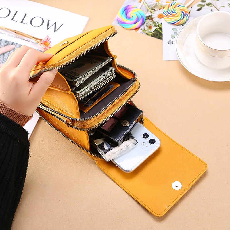 Soft Leather Wallets Touch Screen Cell Phone