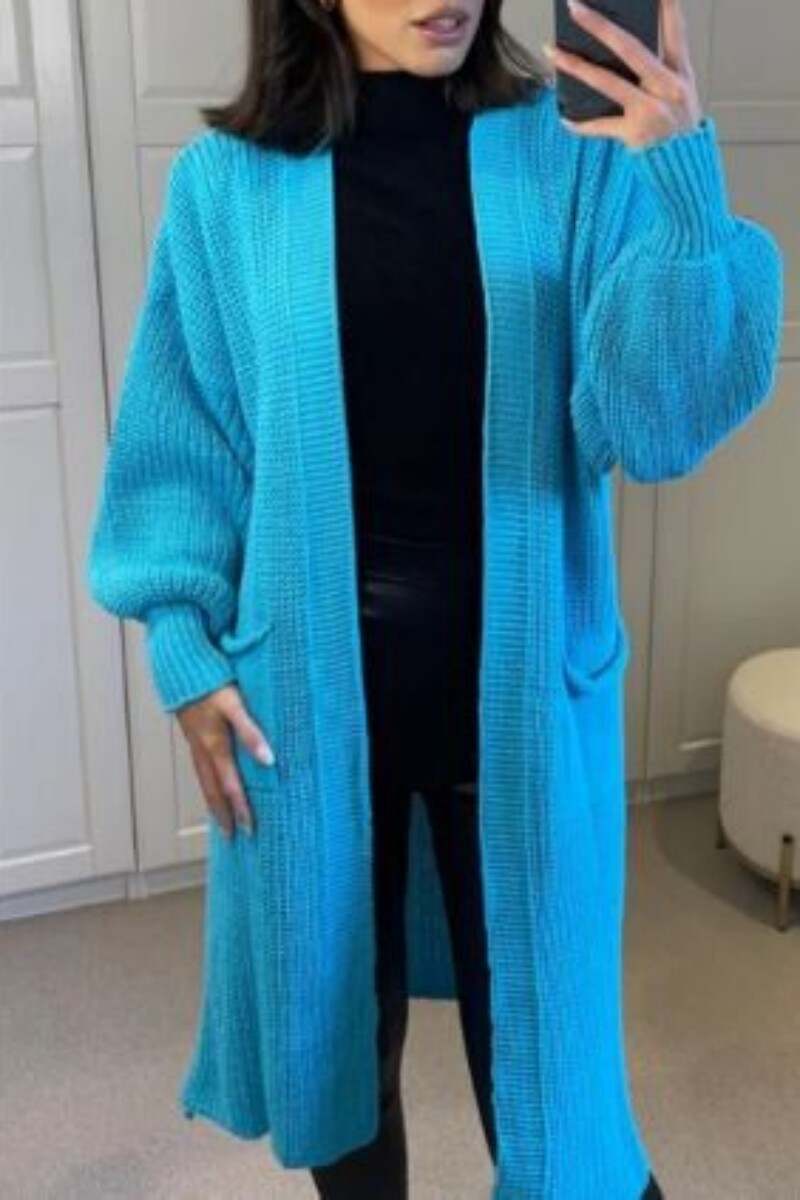 Blue Casual Solid Cardigan Outerwear