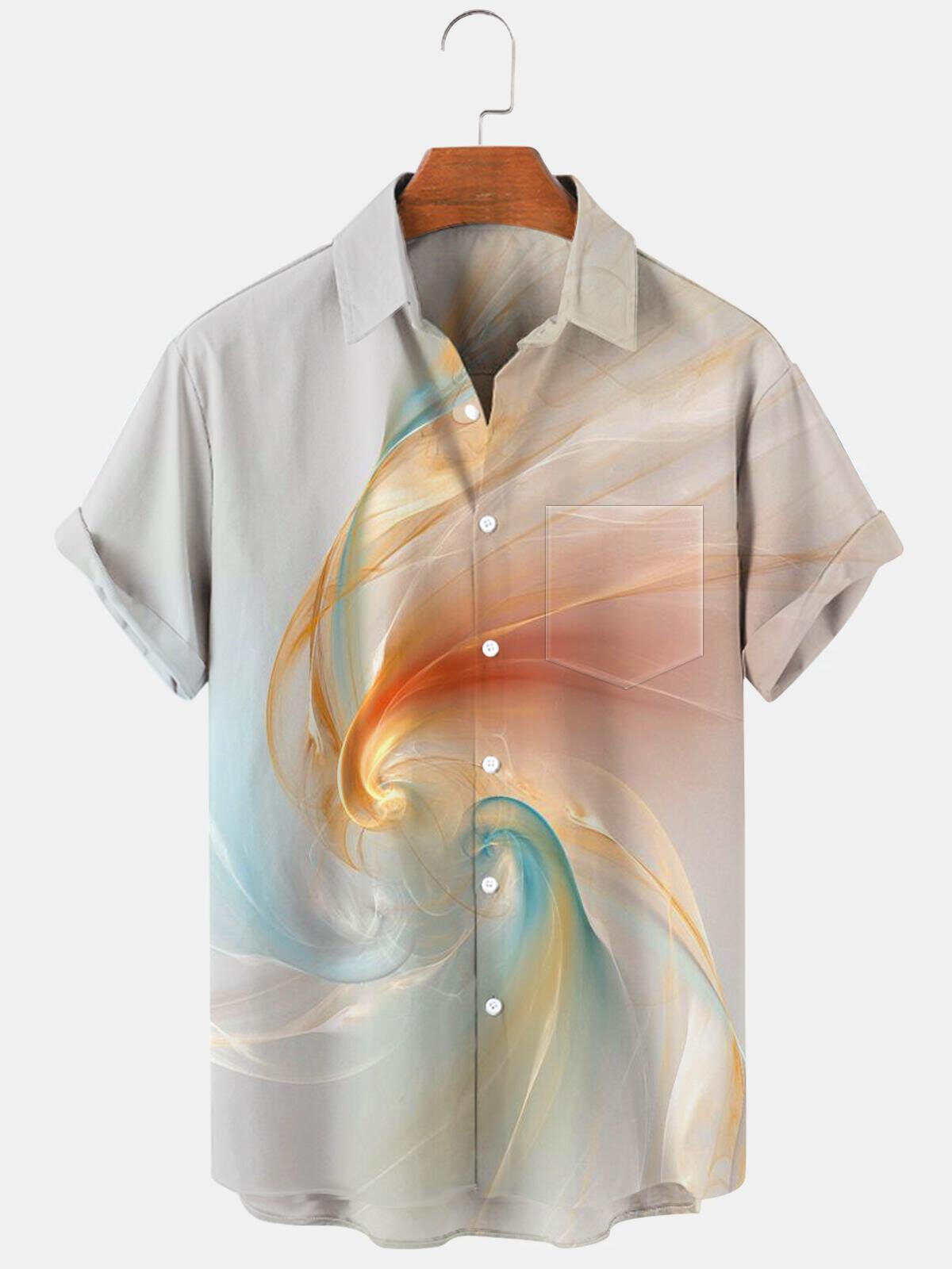 Abstract Men's Shirts With Pocket