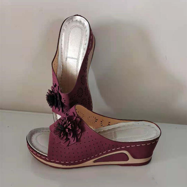 Women's Flower Wedge Slippers