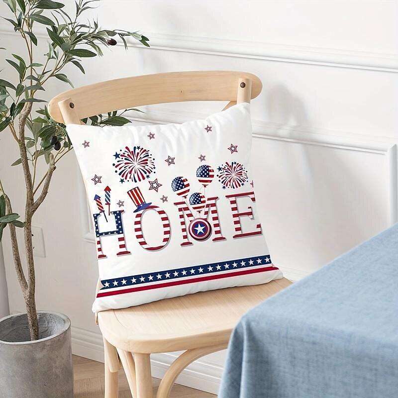 Independence Day Double Side Pillow Cover 1PC Soft Decorative Square Cushion Case Pillowcase for Bedroom Livingroom Sofa Couch Chair