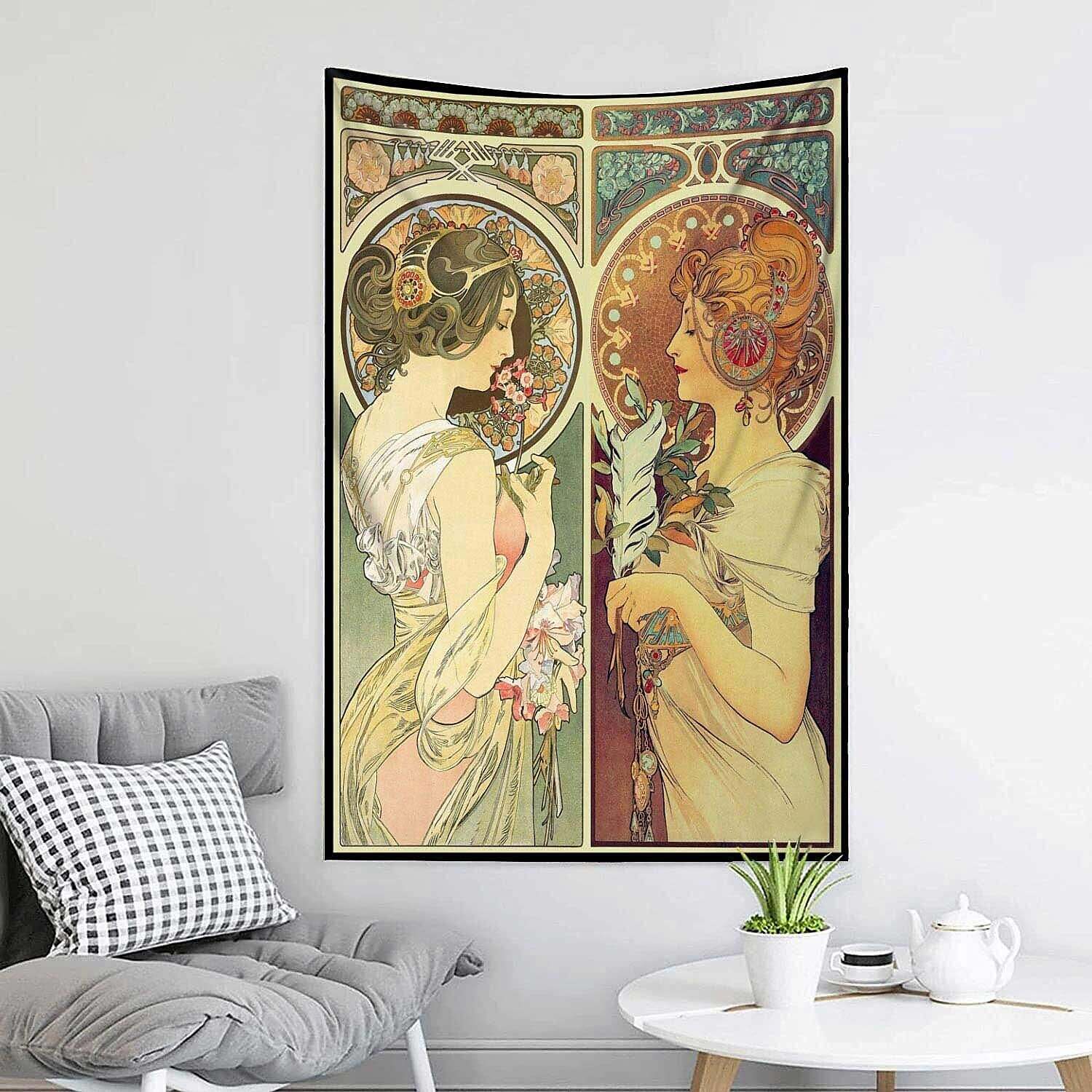 Art Nouveau Lady Victoria Tapestry Medieval Wall Art Decoration