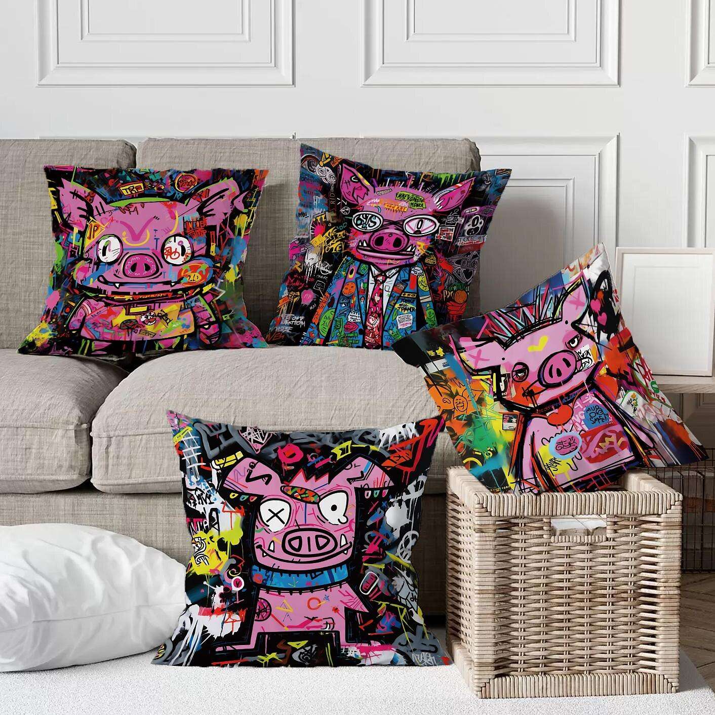 Graffiti Pig Pillow Cover 4PC