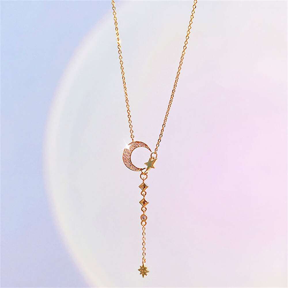 Hot Sale Necklace Exquisite Glamour Star Moon Temperament Flash Zircon Chain Clavicle Female Shine Necklace Accessories