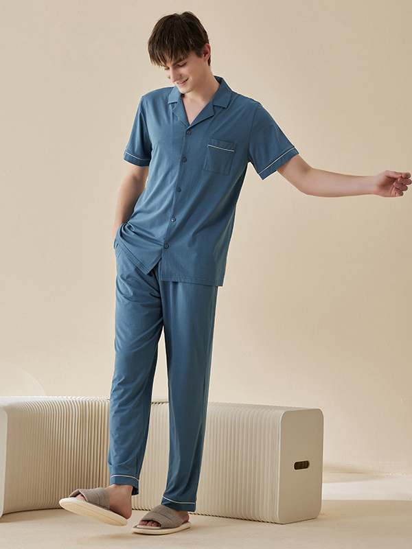 Modal V Neck Plain Sports Short Pajama Set