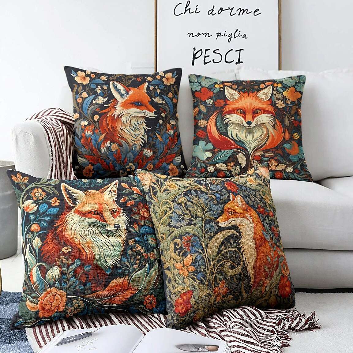 Fox Bird Pillow Cover 1PC