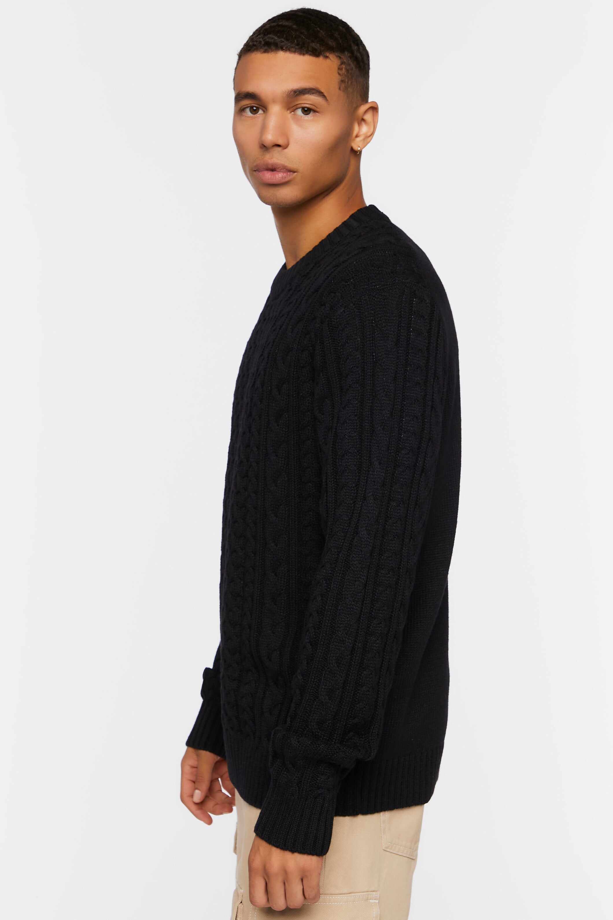 Men Apparel | Cable Knit Crew Sweater Cream Forever21 - OR12713