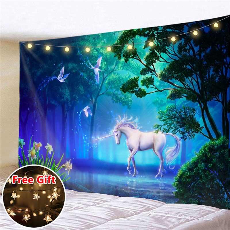 Landscape LED Lights Wall Tapestry Art Decor Fairytale Print