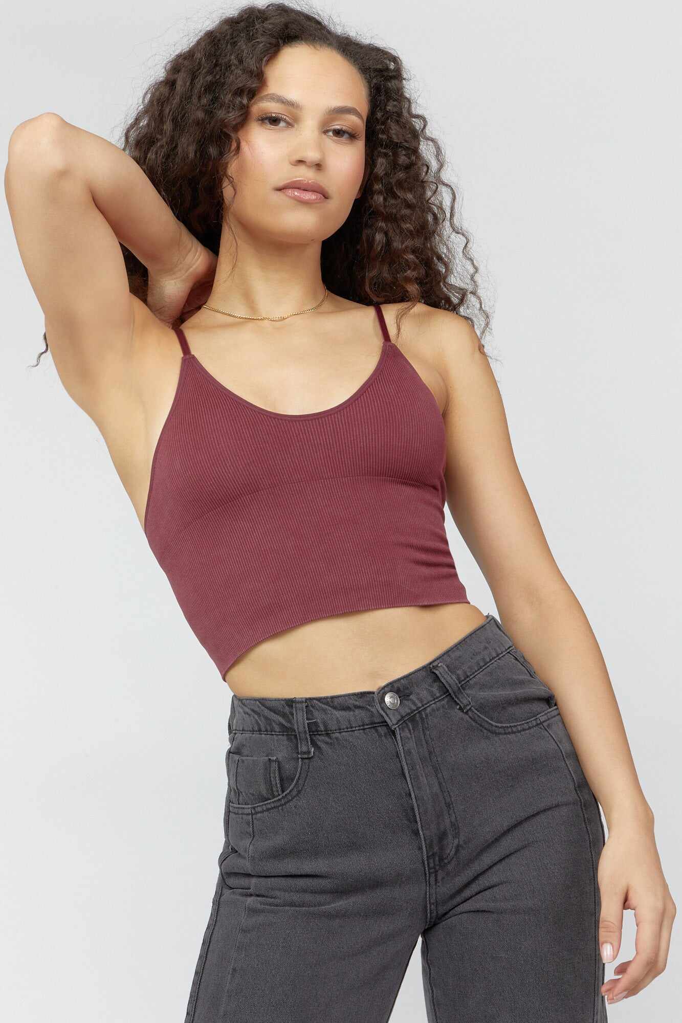 Women Apparel | Seamless Ribbed Cropped Cami Ivory Forever21 - DV17620