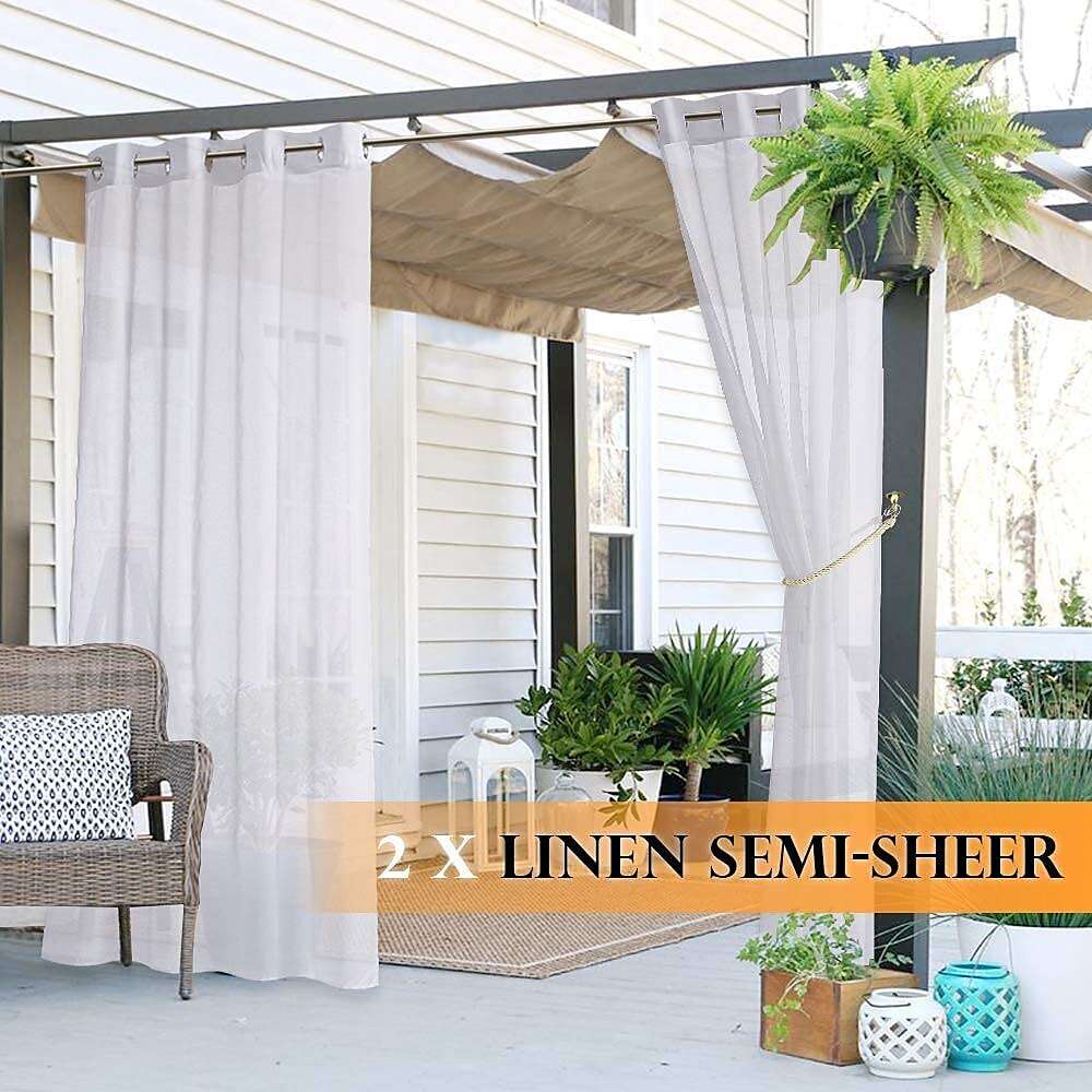 Waterproof Outdoor Curtain Privacy, Sliding Patio Sheer Curtain