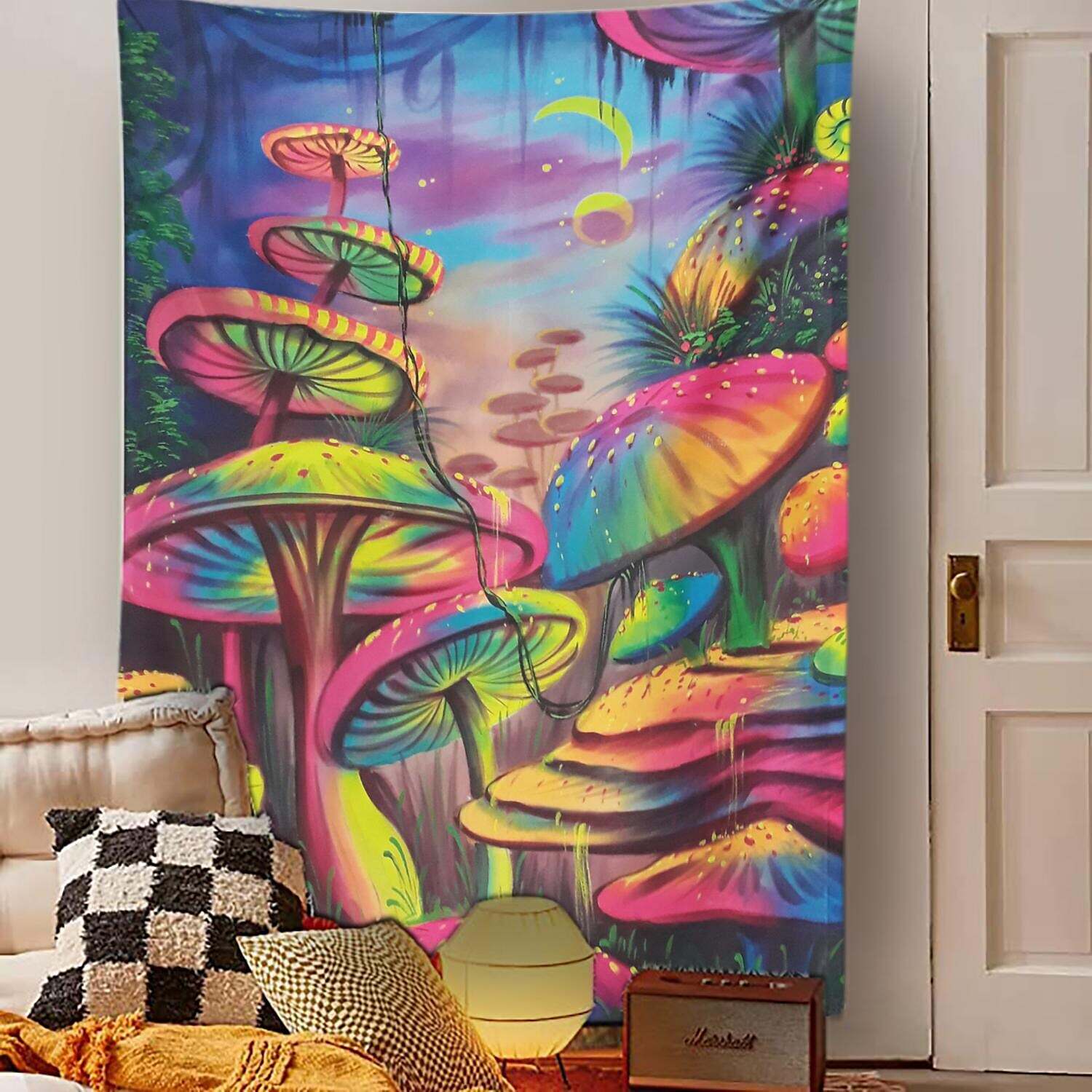 Trippy Mushroom Wall Tapestry Art Decor