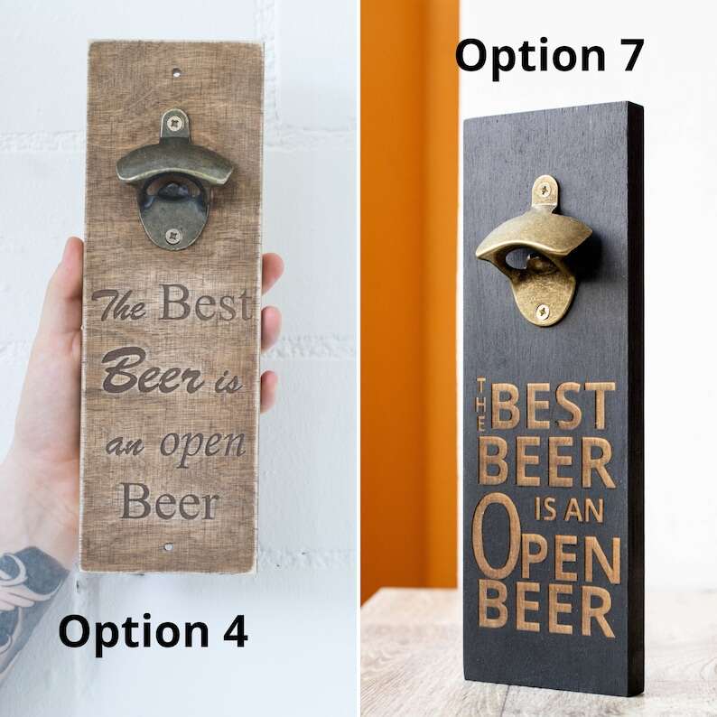 Wooden bottle opener, personalized wall bottle opener,  magnet bottle opener